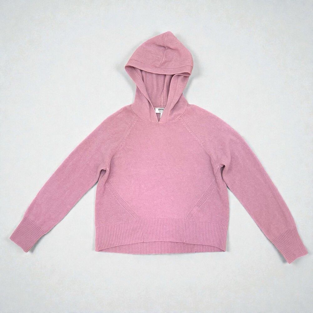 Express ED_Solid Cashmere Hoodie Knit Sweater Frosted Pink Size XXS